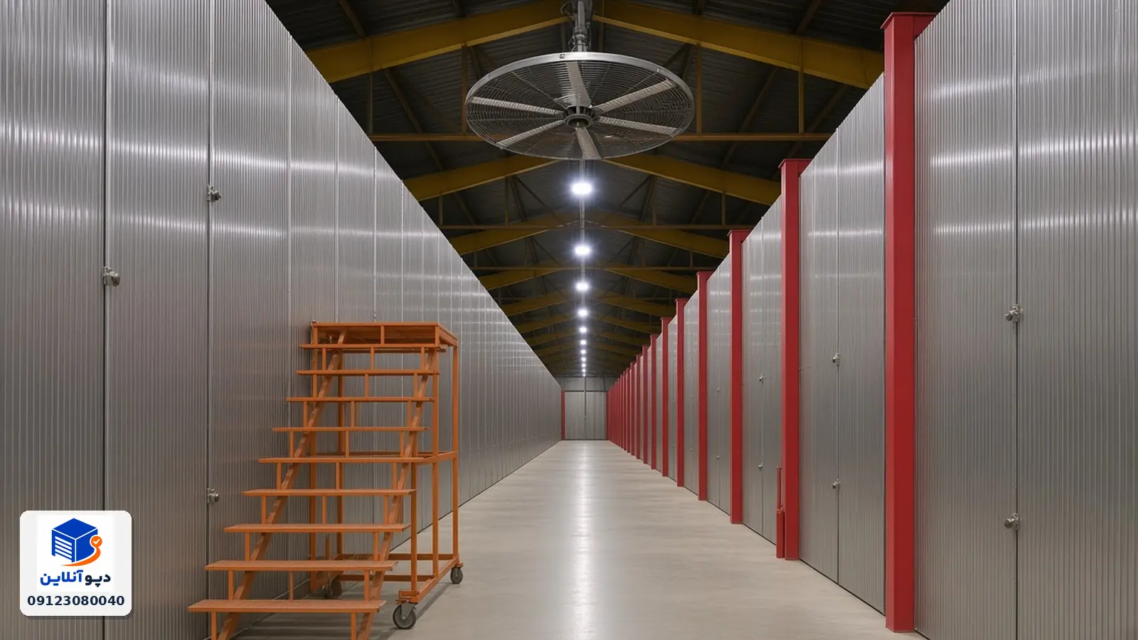 راهروی واحدهای فلزی در سوله انبار دپو آنلاین